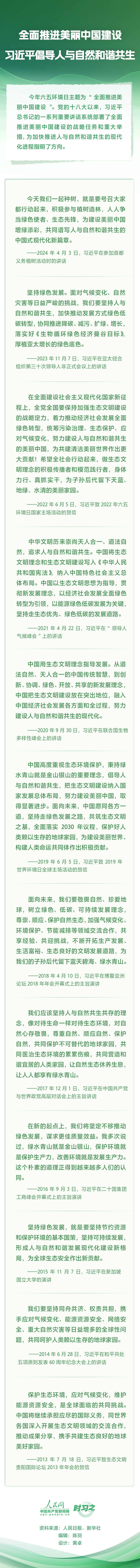 时习之丨全面推进美丽中国建设 习近平倡导人与自然和谐共生